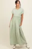 Light Olive Ruffle Trim Maxi Dress sold by Pinkblush