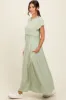 Light Olive Ruffle Trim Maxi Dress sold by Pinkblush