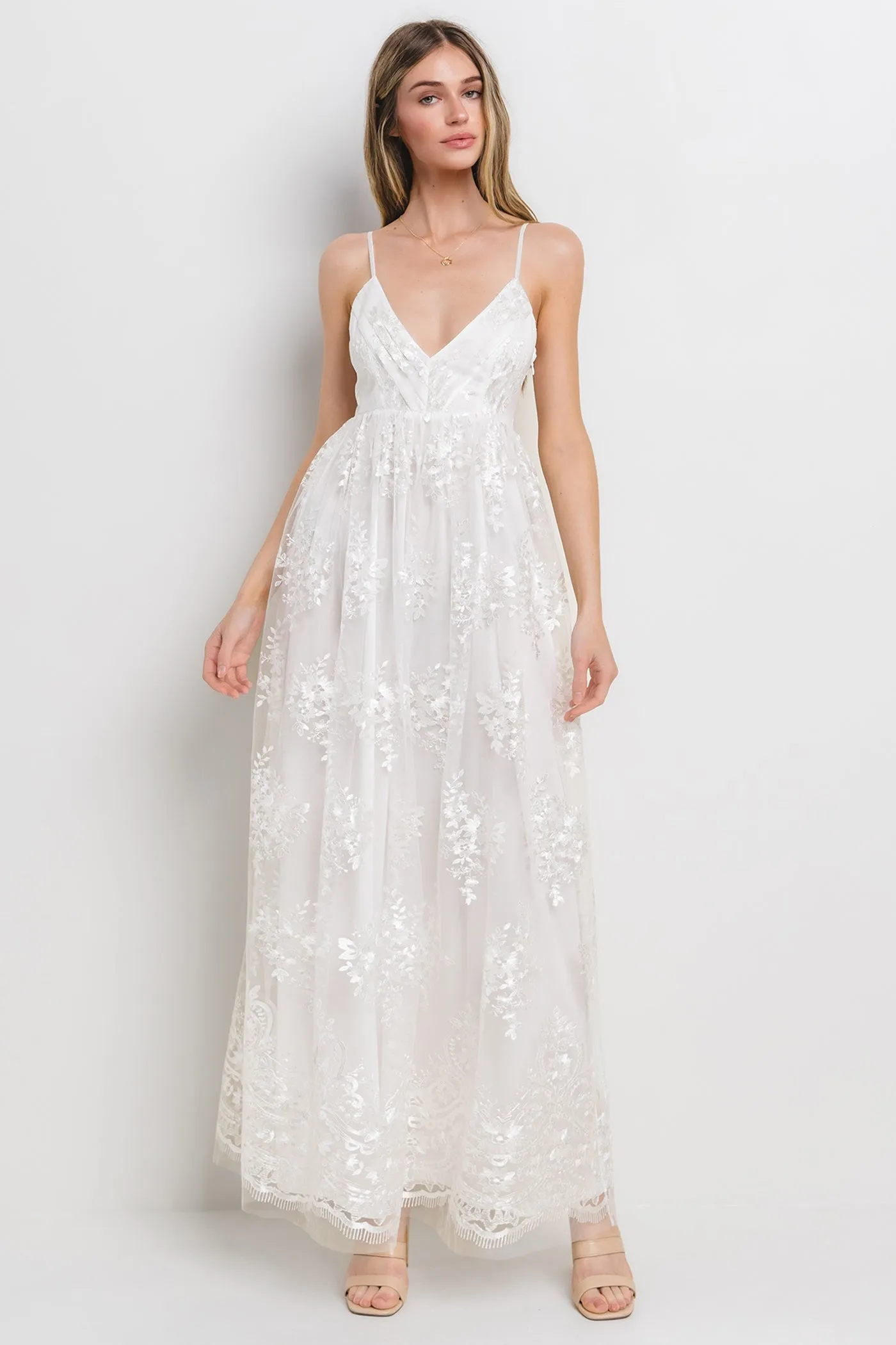 Ivory Floral Lace Overlay Maternity Maxi Dress sold by Pinkblush product image thumbnail 5