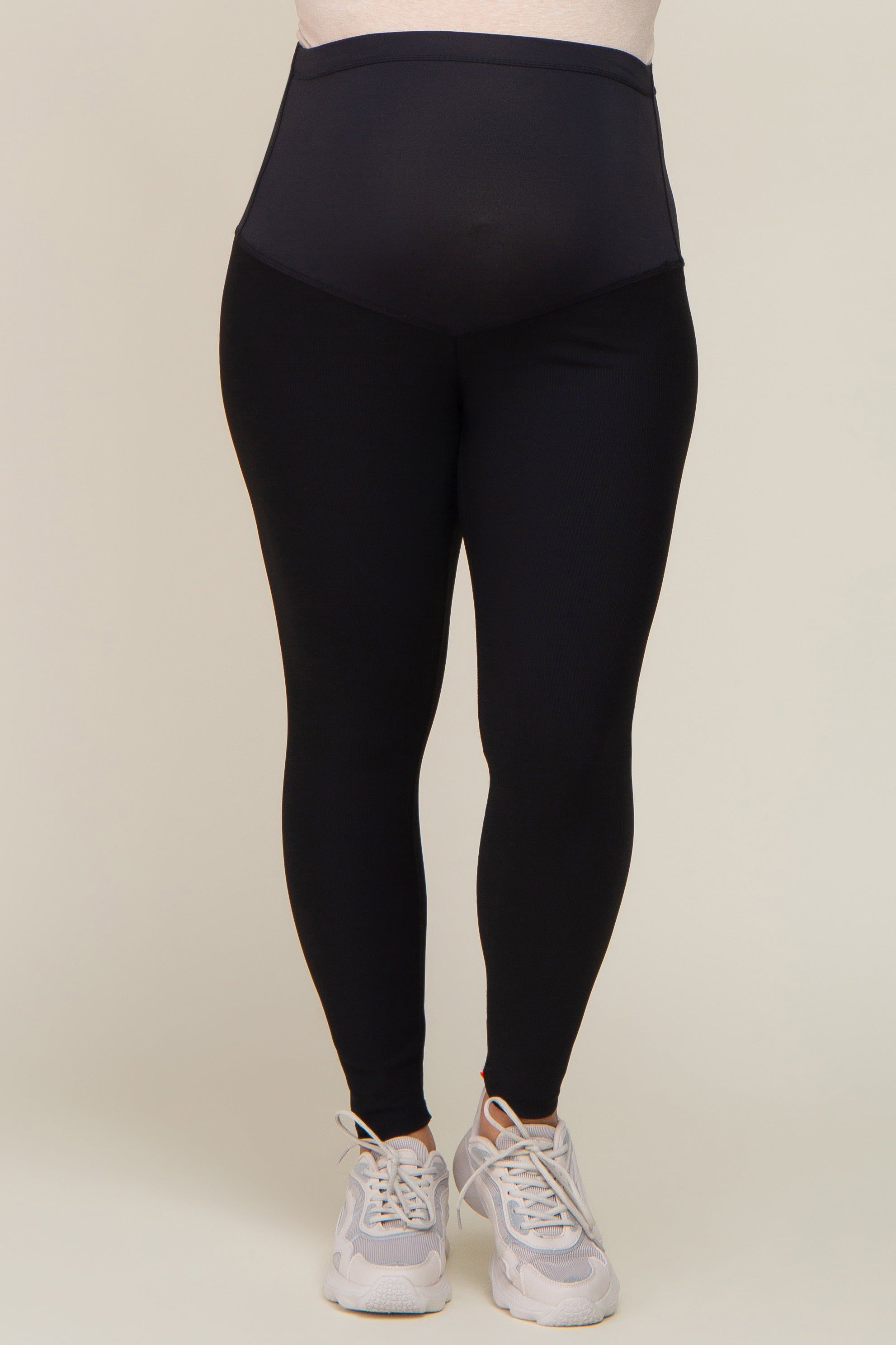 Black Ribbed Maternity Plus Active Leggings sold by Pinkblush product image thumbnail 2