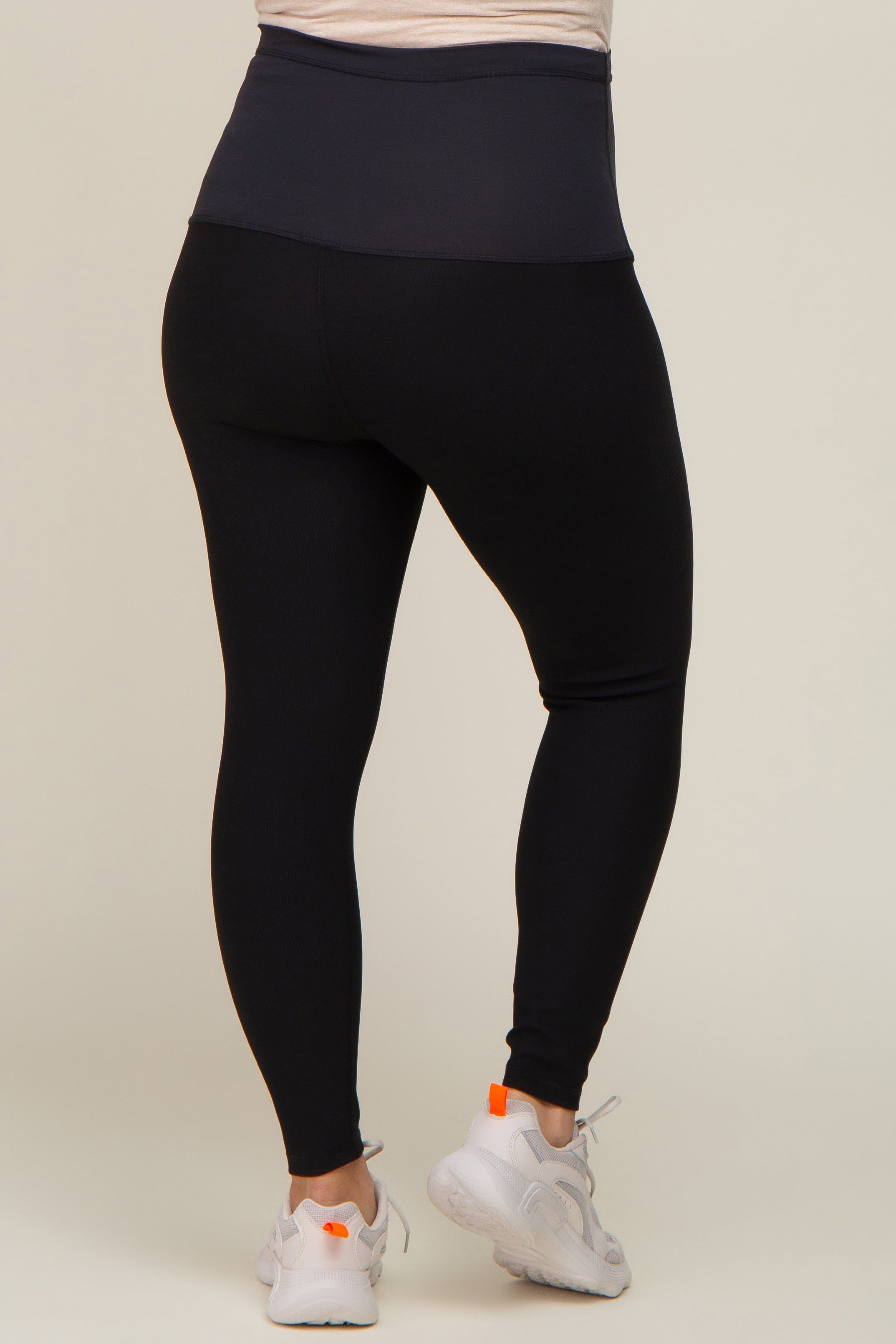 Black Ribbed Maternity Plus Active Leggings sold by Pinkblush product image thumbnail 4