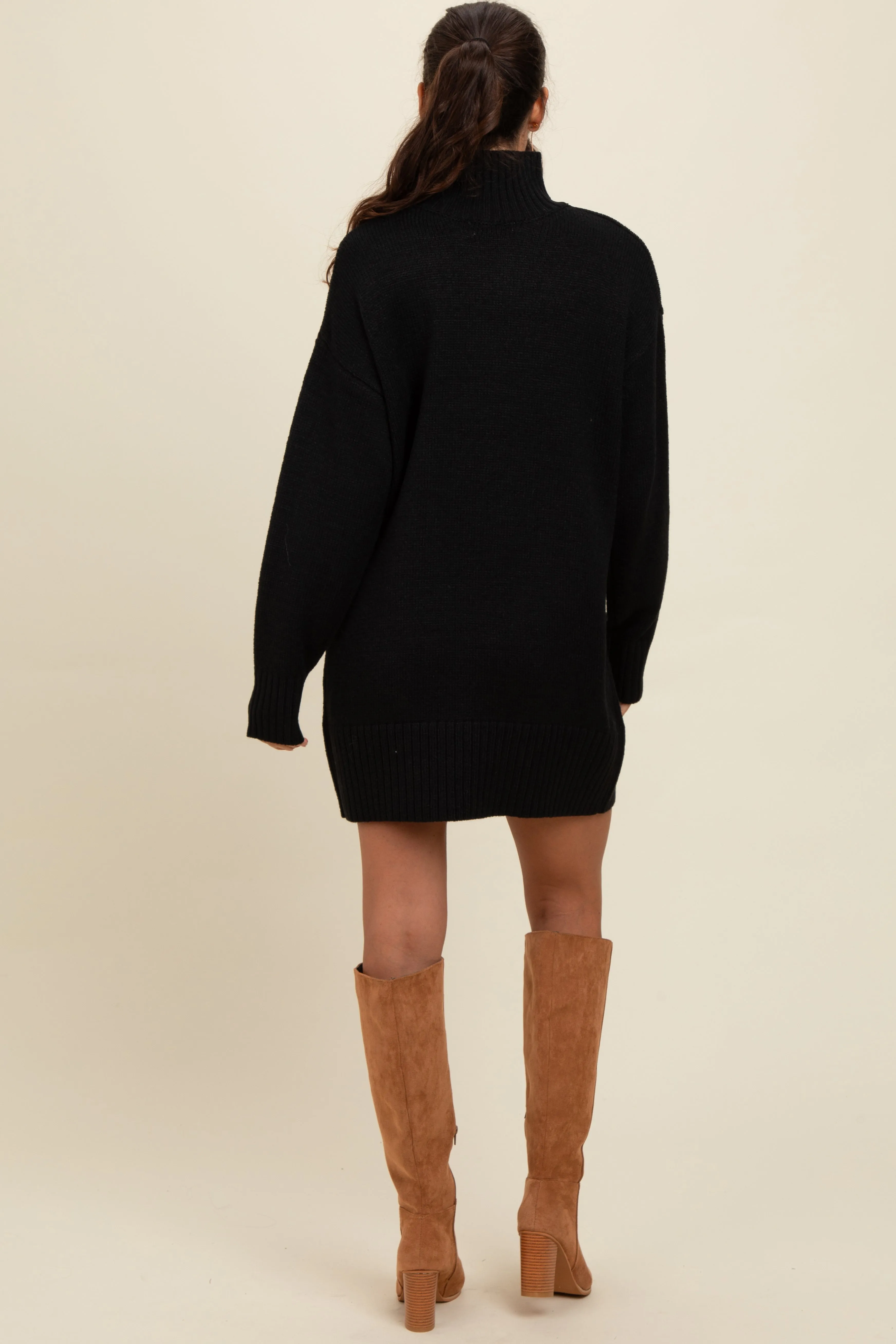 Black Turtle Neck Mini Sweater Dress sold by Pinkblush product image thumbnail 3