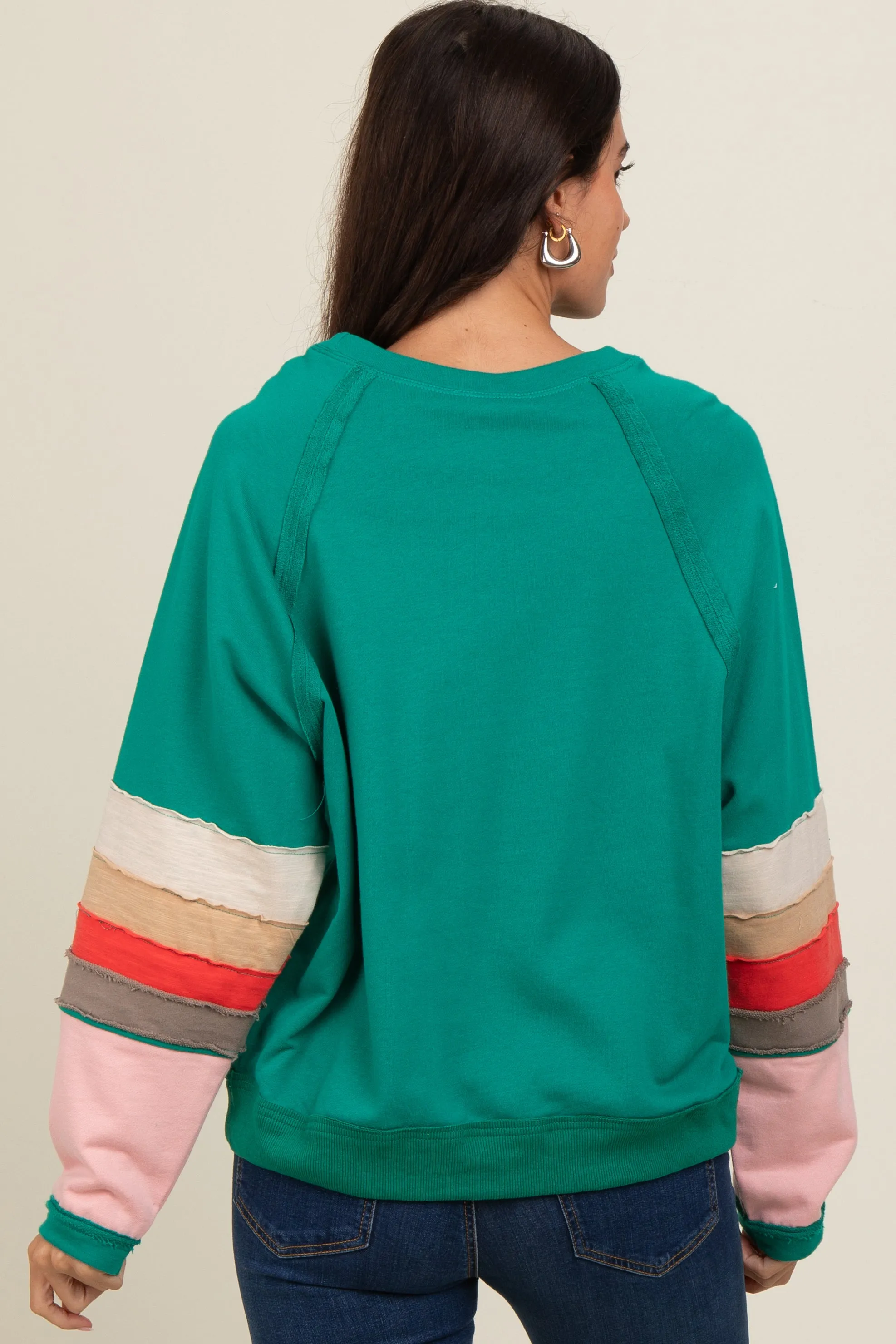 Emerald Green Colorblock Sleeve Pullover sold by Pinkblush product image thumbnail 4
