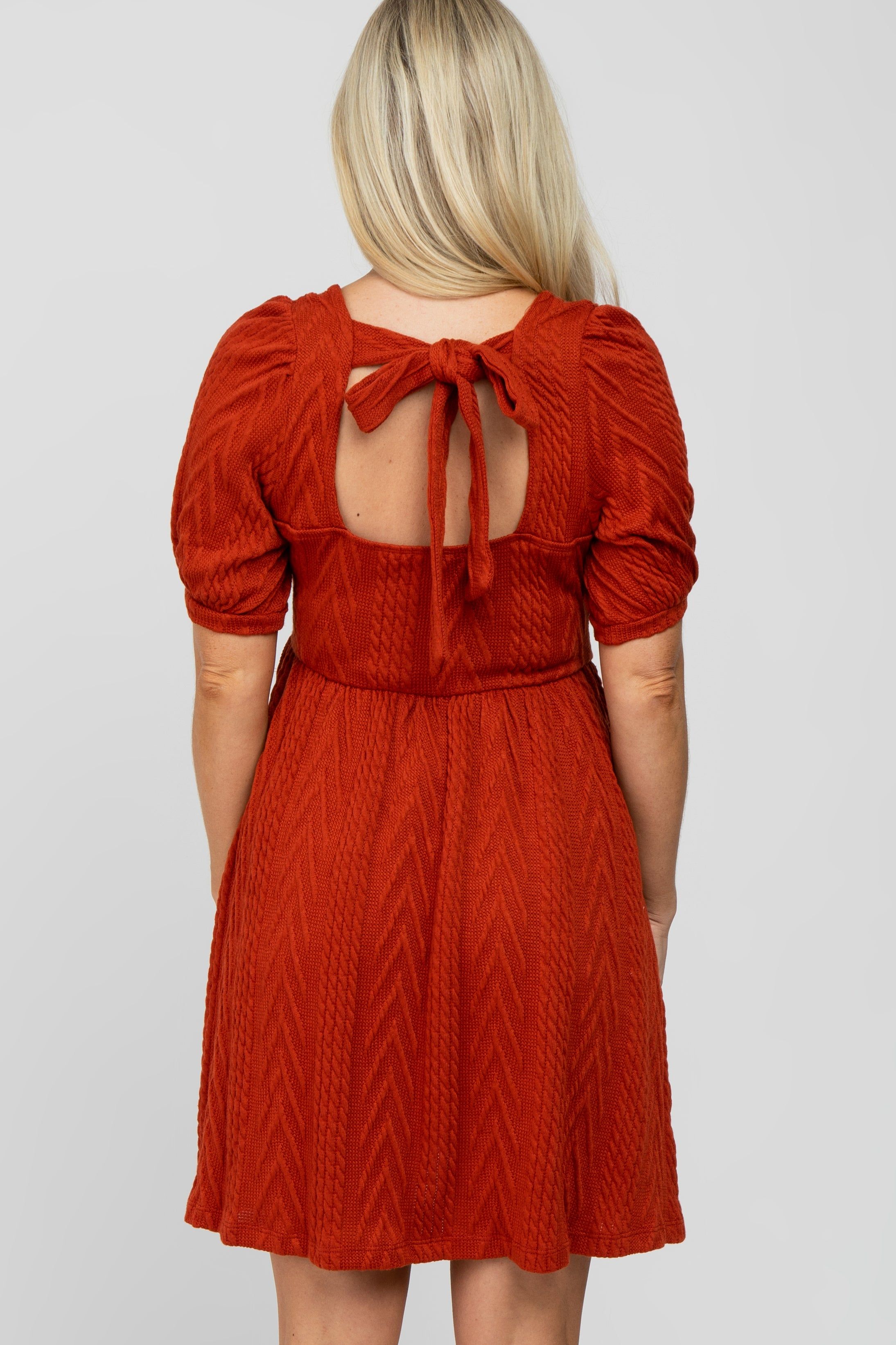 Rust Contrast Knit Maternity Sweater Dress sold by Pinkblush product image thumbnail 4