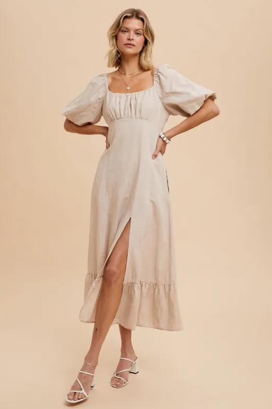 Linen Fit And Flare Dress sold by Pinkblush