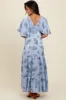 Light Blue Floral Deep V-Neck Maxi Dress sold by Pinkblush