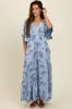 Light Blue Floral Deep V-Neck Maxi Dress sold by Pinkblush