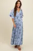 Light Blue Floral Deep V-Neck Maxi Dress sold by Pinkblush