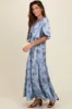 Light Blue Floral Deep V-Neck Maxi Dress sold by Pinkblush