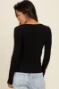 Black Ribbed Square Neck Long Sleeve Top sold by Pinkblush