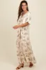 Cream Floral Deep V-Neck Maxi Dress sold by Pinkblush