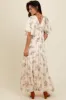 Cream Floral Deep V-Neck Maxi Dress sold by Pinkblush