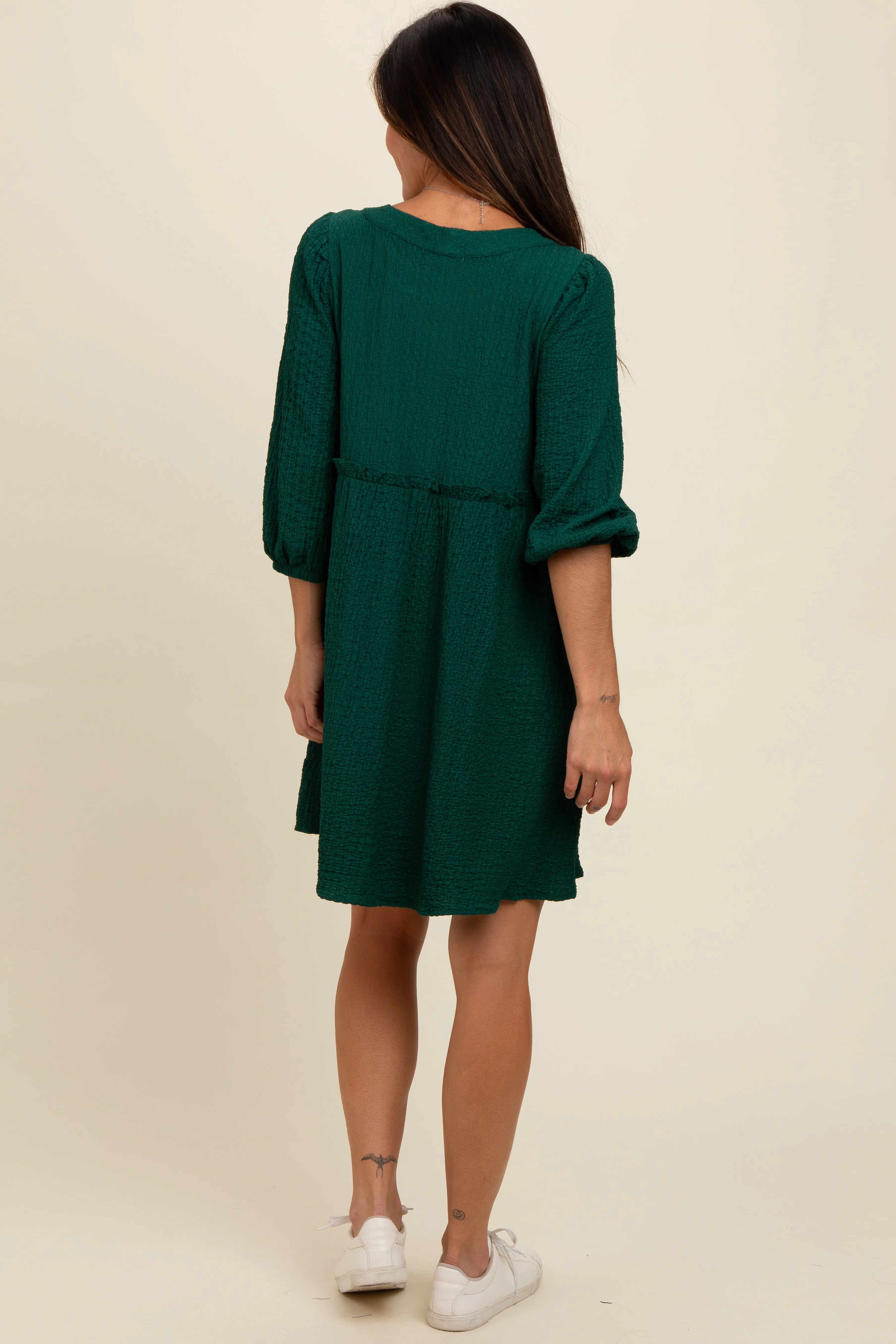 Forest Green Knit Ruffle Trim Dress sold by Pinkblush product image thumbnail 4