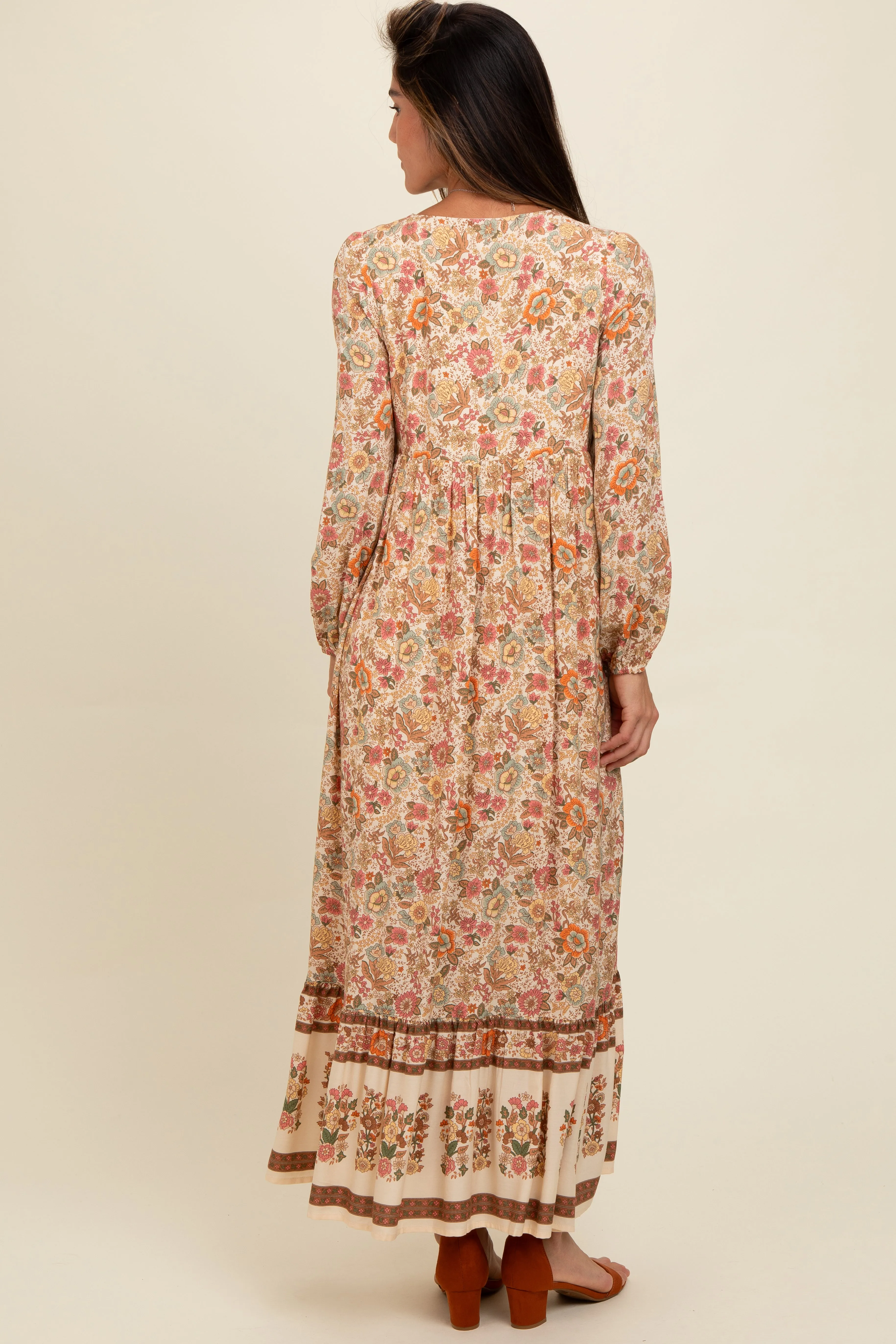 Cream Floral Border Print Maxi Dress sold by Pinkblush product image thumbnail 4