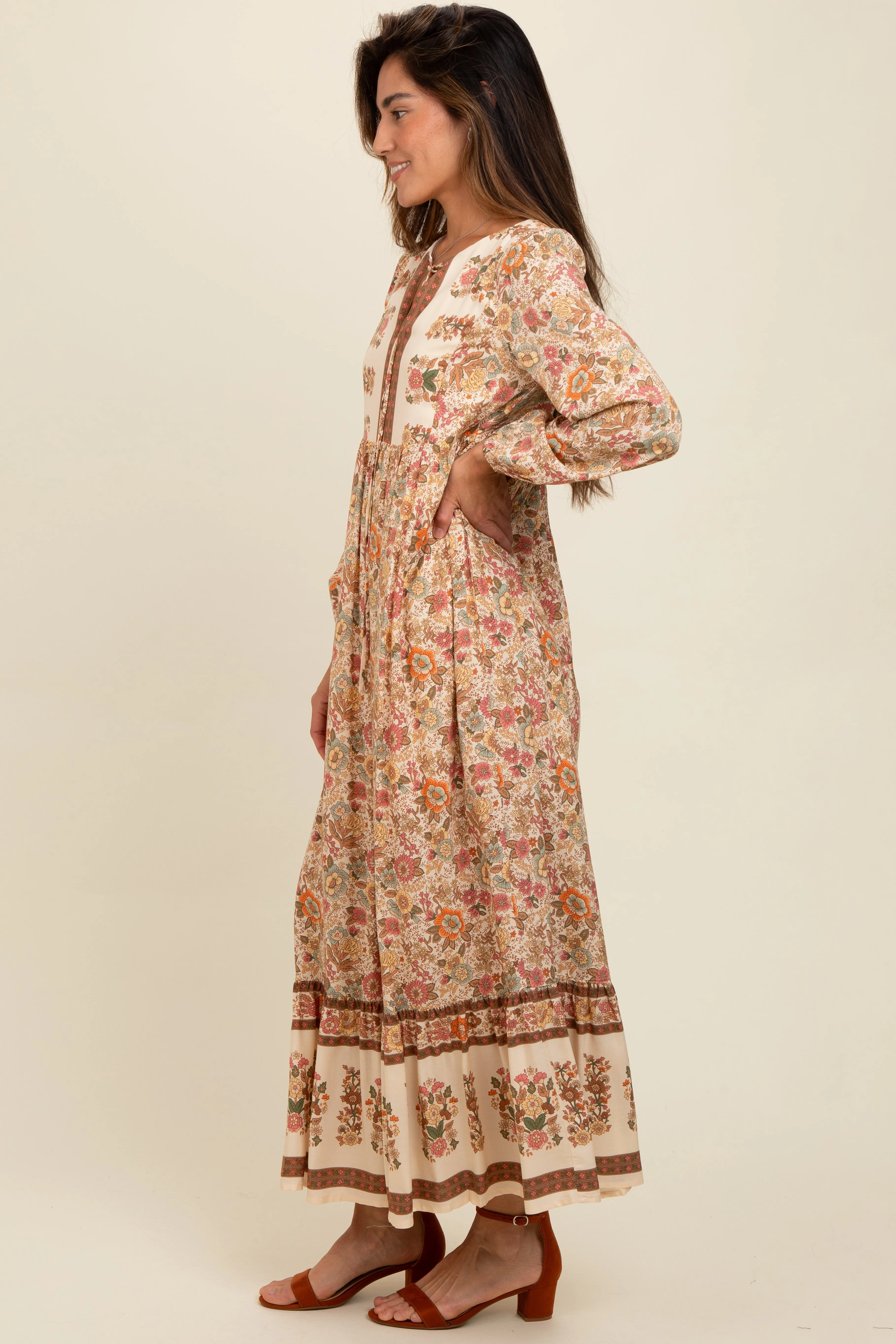 Cream Floral Border Print Maxi Dress sold by Pinkblush product image thumbnail 3