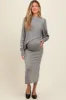 Heather Grey Knit Asymmetrical Top Midi Skirt Maternity Set sold by Pinkblush