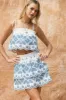 Teal Embroidery Top Mini Skirt Set sold by Pinkblush