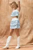 Teal Embroidery Top Mini Skirt Set sold by Pinkblush