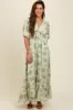 Light Olive Floral Chiffon Ruffle Accent Maxi Dress sold by Pinkblush