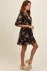 Black Deep V-Neck Tie Back Floral Mini Dress sold by Pinkblush