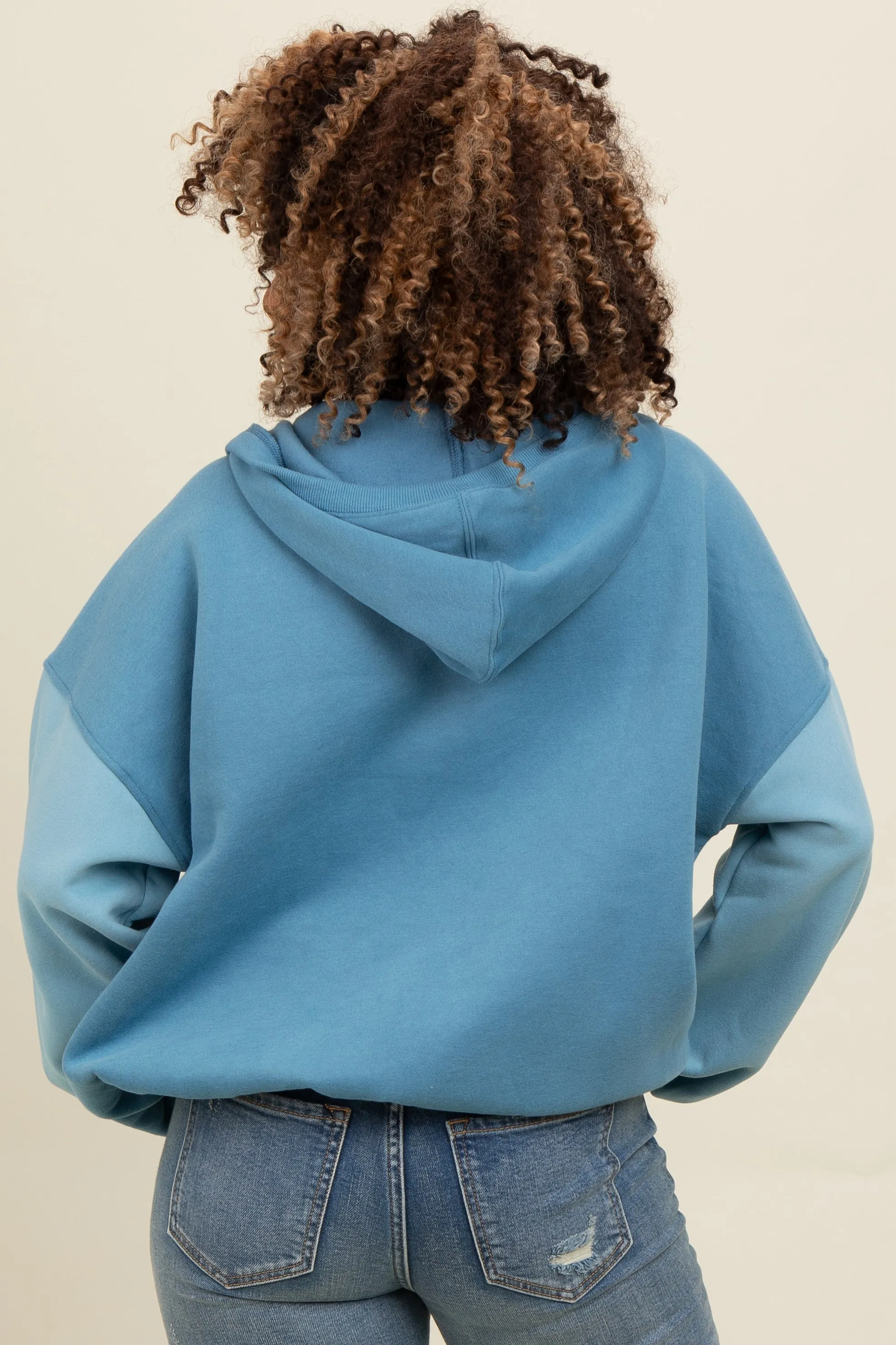 Blue Colorblock Half Zip Hoodie sold by Pinkblush product image thumbnail 4