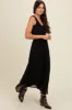 Black Textured Smocked Bodice Sleeveless Maxi Dress sold by Pinkblush