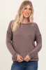 Mocha Stitch Detail Long Sleeve Top sold by Pinkblush