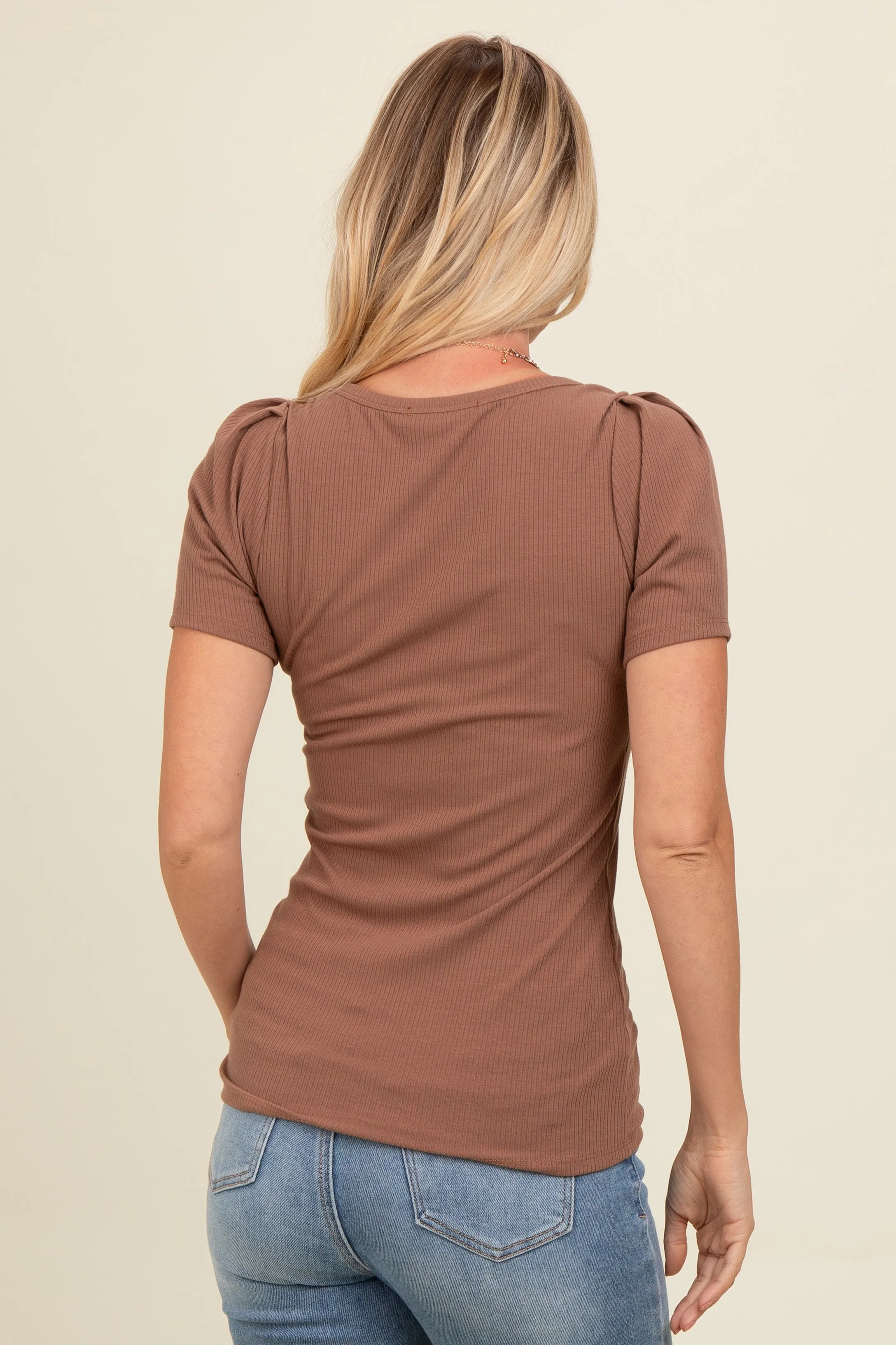 Mocha Puff Sleeve Top sold by Pinkblush product image thumbnail 4