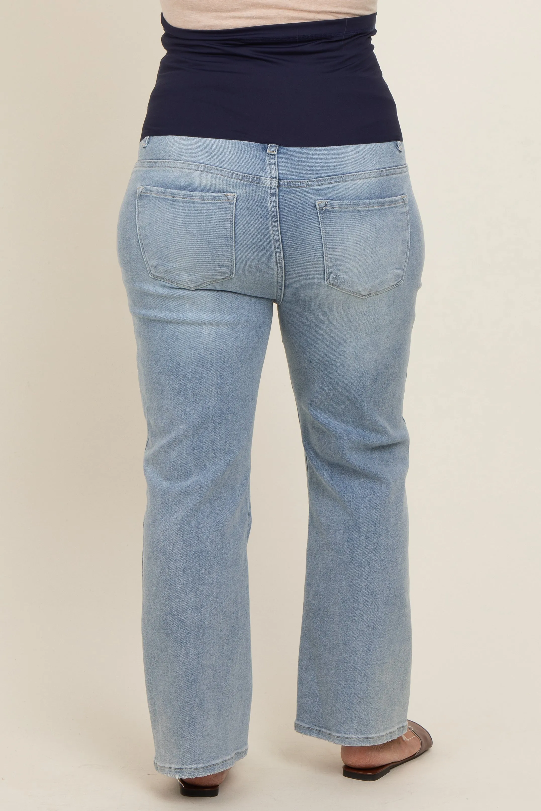 Light Blue Distressed Hem Maternity Plus Jeans sold by Pinkblush product image thumbnail 4