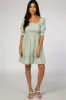 Mint Gingham Print Puff Sleeve Maternity Dress sold by Pinkblush