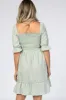 Mint Gingham Print Puff Sleeve Maternity Dress sold by Pinkblush