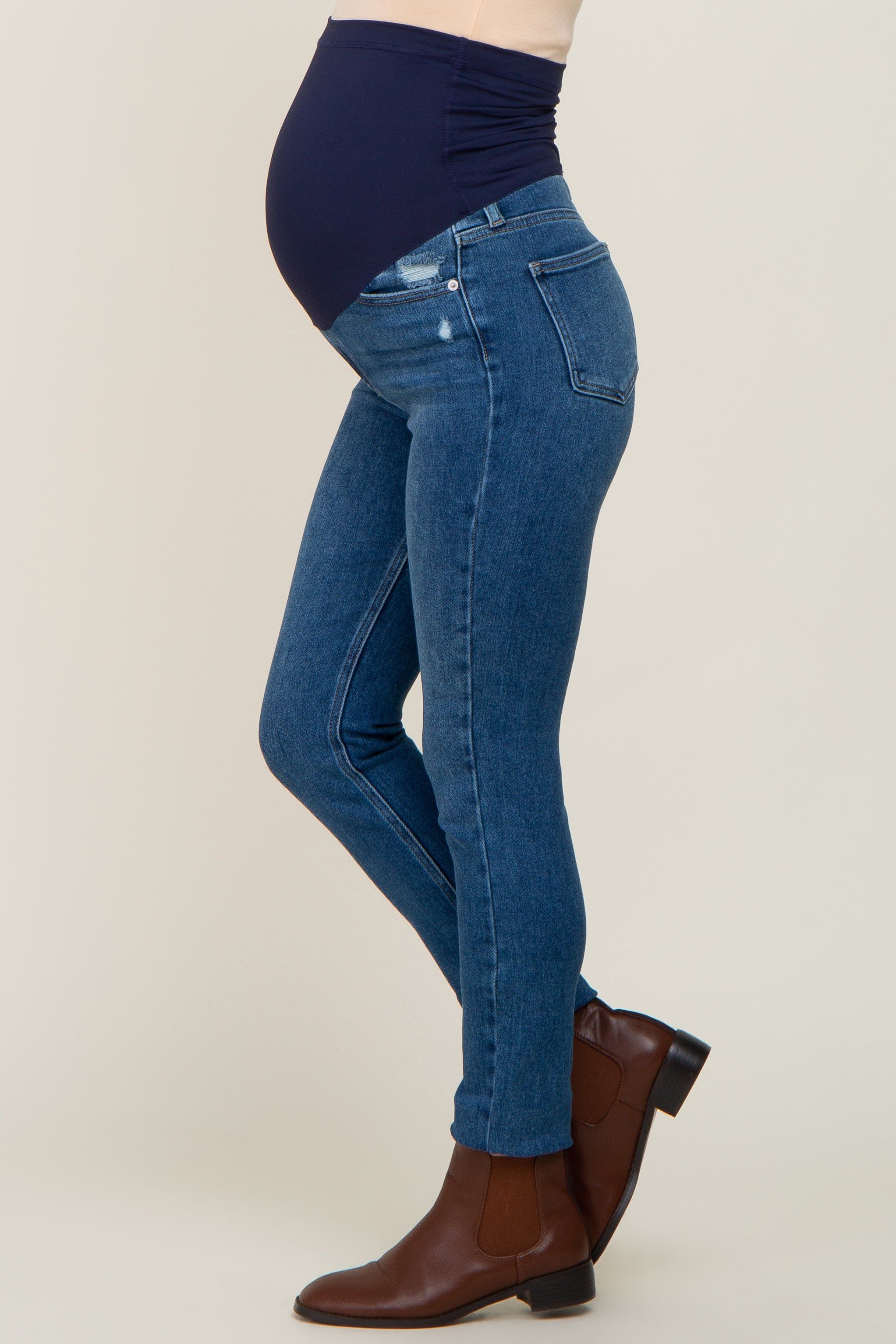 Blue Basic Maternity Skinny Jeans sold by Pinkblush product image thumbnail 3