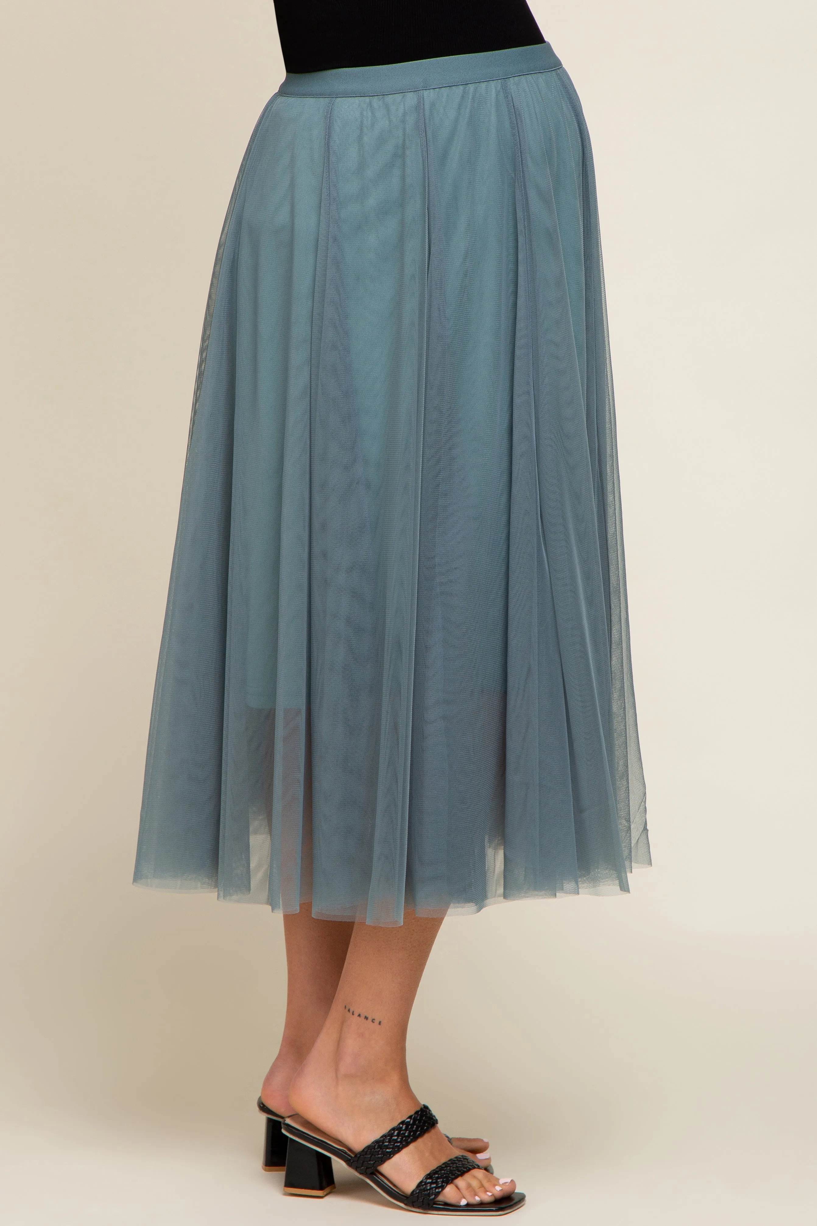 Teal Tulle Maternity Midi Skirt sold by Pinkblush product image thumbnail 4