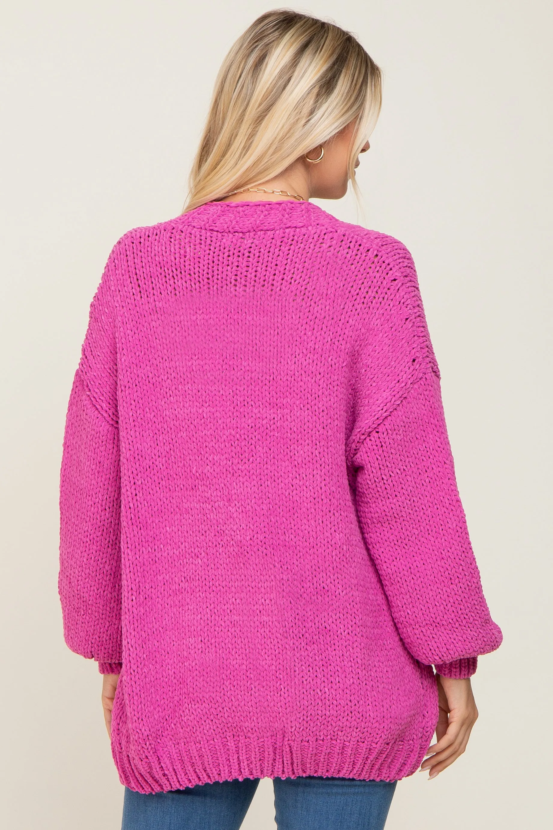 Fuchsia Oversized Bubble Sleeve Cardigan sold by Pinkblush product image thumbnail 3