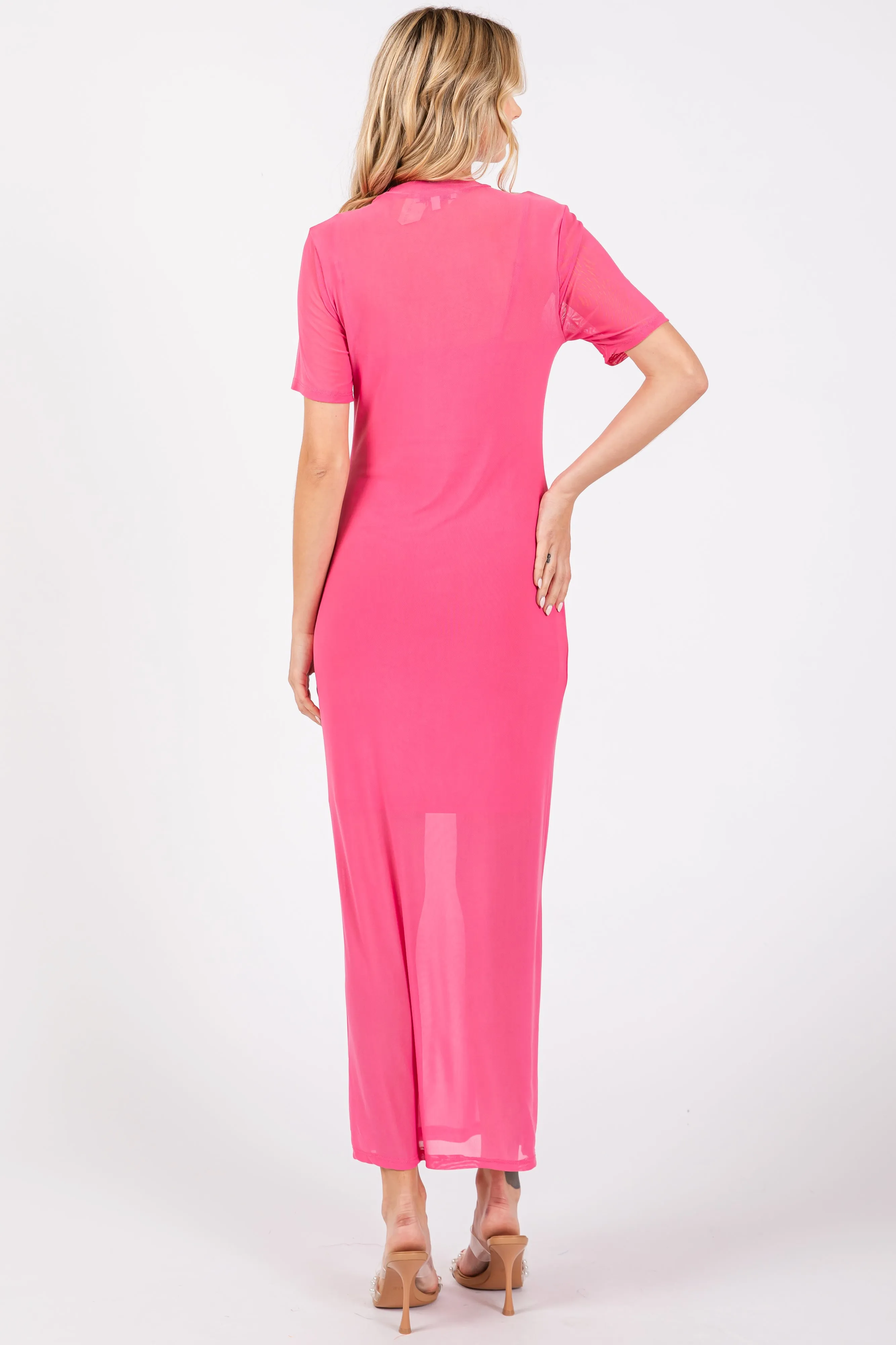 Pink Layered Mesh Maxi Dress sold by Pinkblush product image thumbnail 3