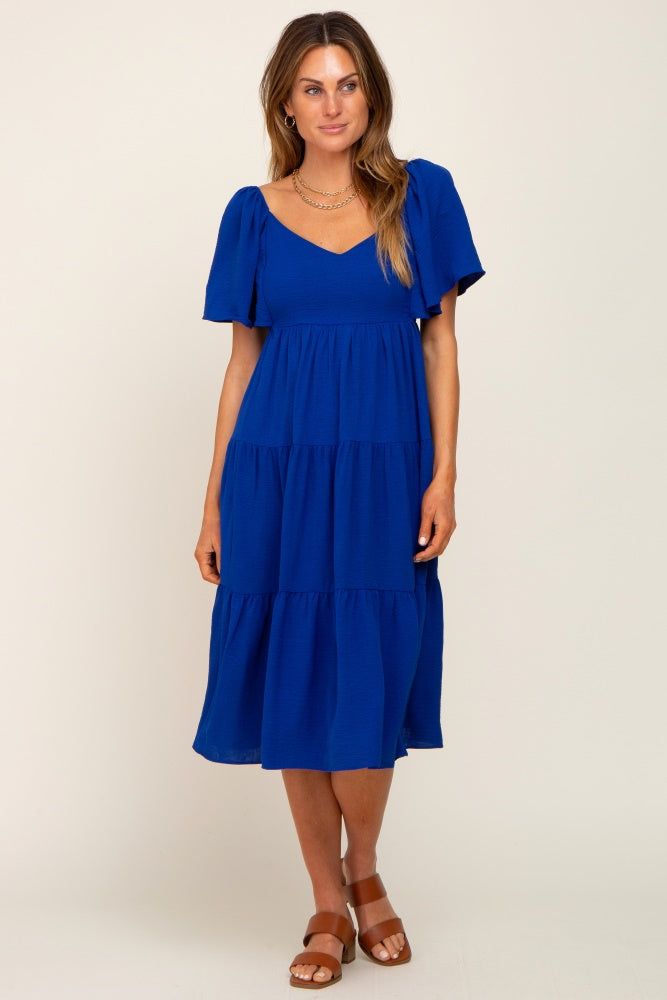 Royal Blue Tiered Criss Cross Back Midi Dress sold by Pinkblush product image thumbnail 5