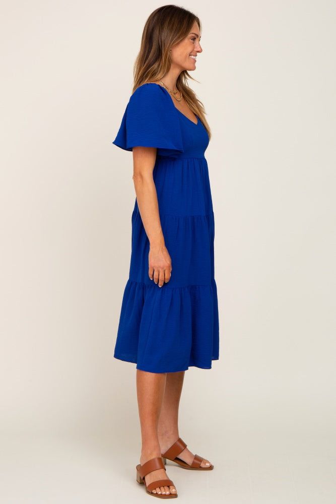 Royal Blue Tiered Criss Cross Back Midi Dress sold by Pinkblush product image thumbnail 2