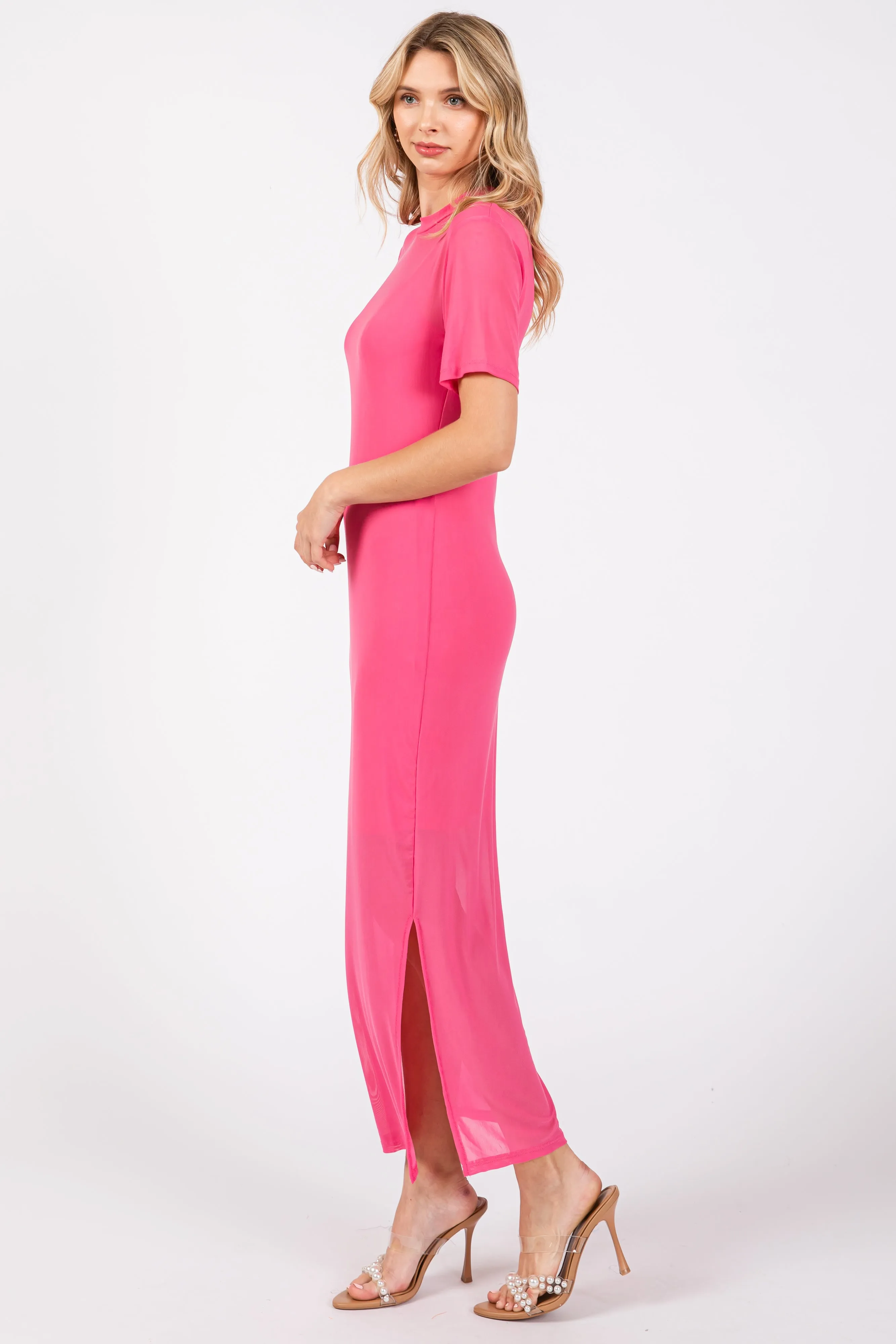 Pink Layered Mesh Maxi Dress sold by Pinkblush product image thumbnail 2