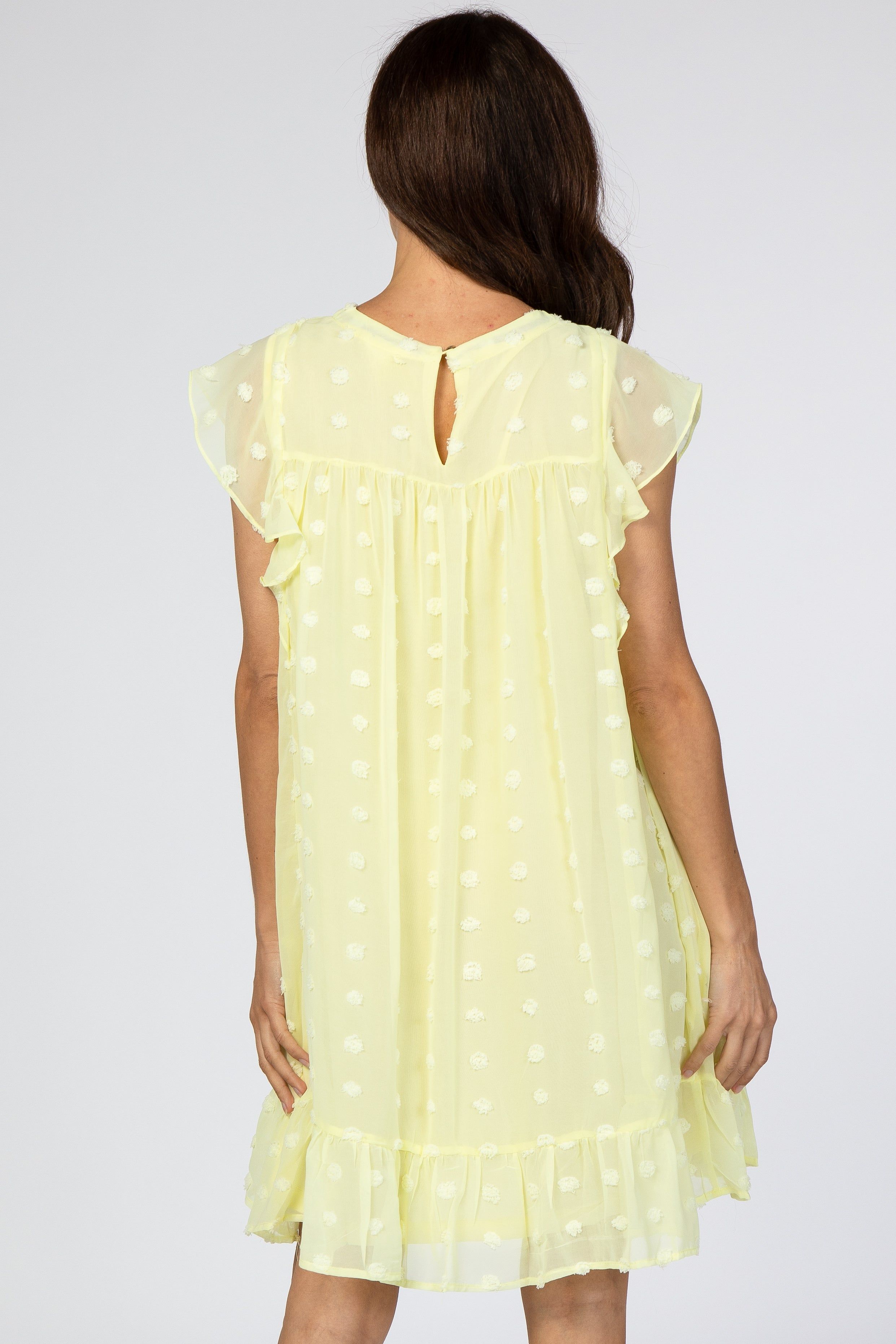 Yellow Textured Polka Dot Ruffle Dress sold by Pinkblush product image thumbnail 3