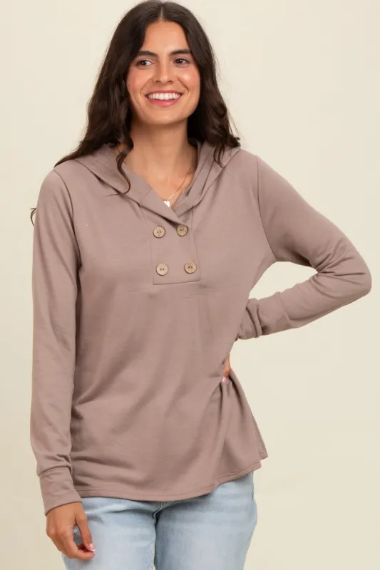 Mocha Hooded Long Sleeve Top made by Pinkblush