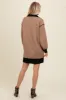 Mocha Contrast Trim Collared Zip Up Mini Dress sold by Pinkblush