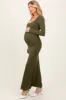 Olive Basic Square Neck Long Sleeve Maternity Maxi Dress sold by Pinkblush