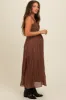 Mocha Textured Smocked Bodice Sleeveless Maternity Maxi Dress sold by Pinkblush