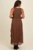 Mocha Textured Smocked Bodice Sleeveless Maternity Maxi Dress sold by Pinkblush