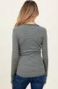 Forest Green Striped Snap Button Henley Maternity Top sold by Pinkblush