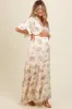 Cream Floral Deep V-Neck Maternity Maxi Dress sold by Pinkblush