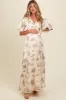 Cream Floral Deep V-Neck Maternity Maxi Dress sold by Pinkblush