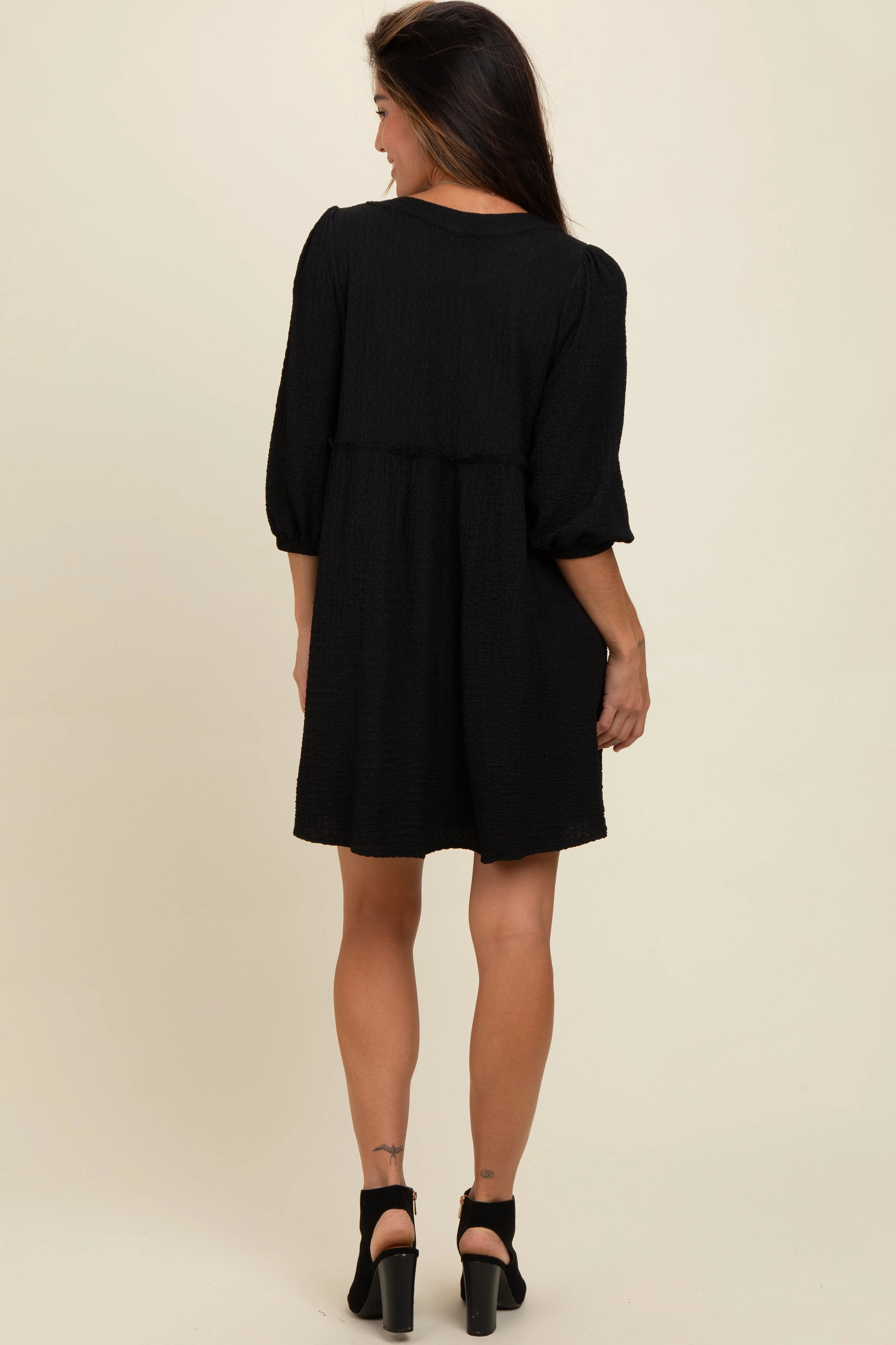 Black Knit Ruffle Trim Dress sold by Pinkblush product image thumbnail 4