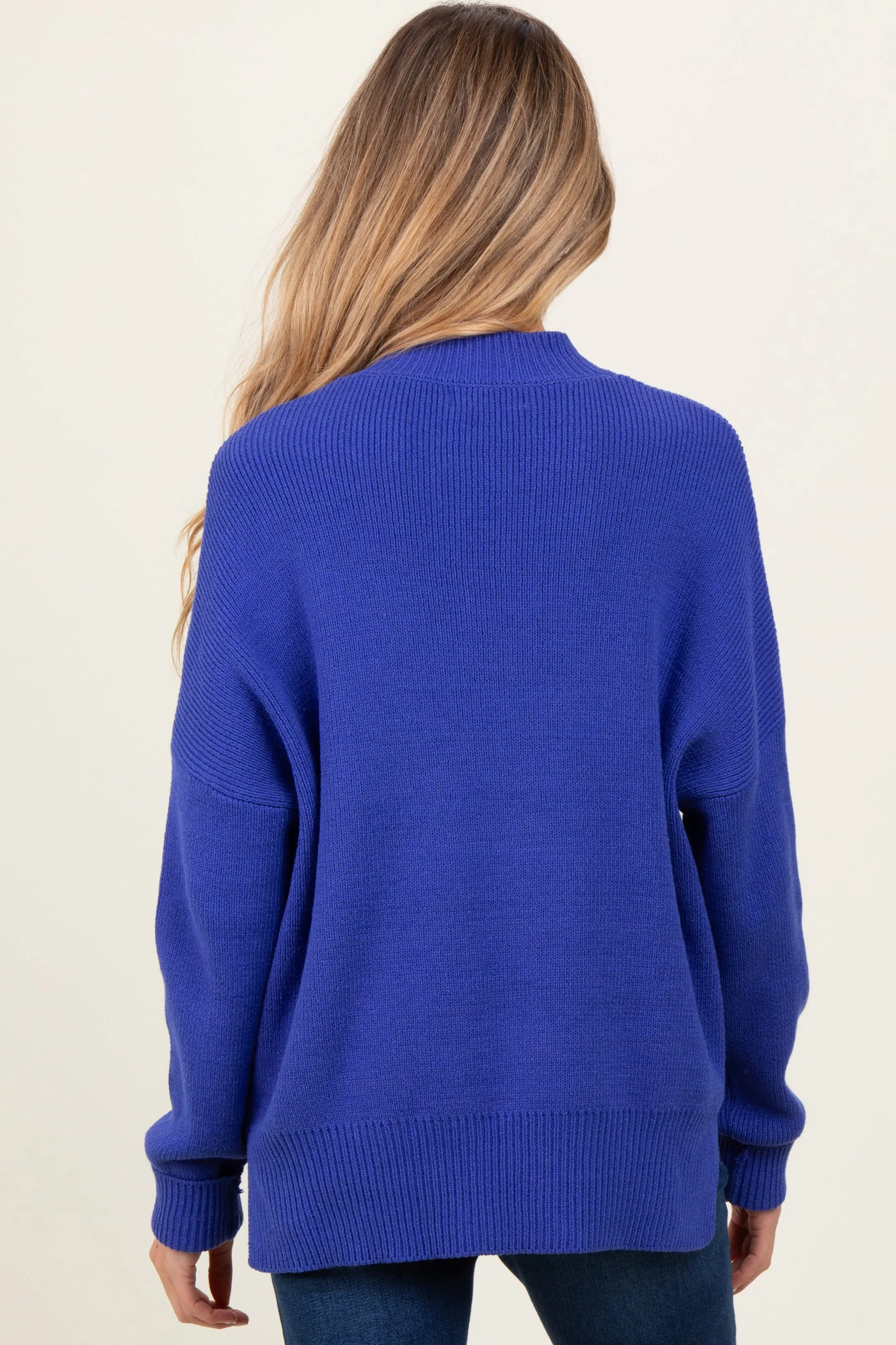 Royal Blue Mock Neck Basic Maternity Sweater sold by Pinkblush product image thumbnail 4