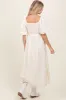Ivory Smocked Puff Sleeve Maxi Dress sold by Pinkblush
